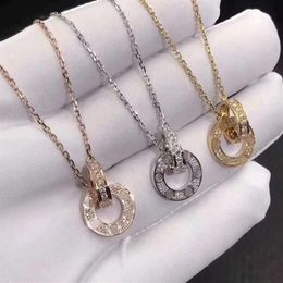 new fashion love necklace jewelry men women double ring full bore two rows of drill necklace octagonal screw cap lover couple gift2500