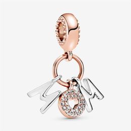 100% 925 Sterling Silver Mom Letters Dangle Charms Fit Original European Charm Bracelet Fashion Women Wedding Jewelry Accessories273z