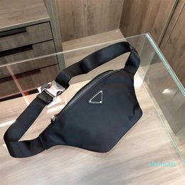 2022-Men Women Dress Waist Bags Fashion Belt Bag Triple Black Nylon and Leather Mens Casual Cross Body Gentleman Crossbody Phone C2738