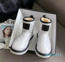 Brand new style women latticed diamond snow boots warm wool ankle boots genuine leather ladies cotton