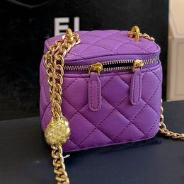 Ladies Mini Cosmetic Bags Cases Designer Handbag Classic Luxury Diamond Lattice Crossbody Bag Fashion Metal Ball Clutch Chain Bag Leather Shoulder Bag Quilted Bag