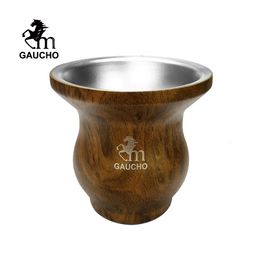 Tea Cups 1 PC/Lot Gaucho Yerba Mate Gourds Cup 8 Oz Stainless Steel Argentina Calabash 250 Ml Milk Tea Mug Double Wall Heat Insulated 231204