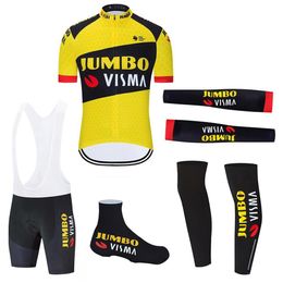 JUMBO VISMA 2021 New Men Cycling Jersey Pro Bicycle Team Cycling Clothing Summer Cycling Set Maillot Sleeves Warmers Full Suit238G