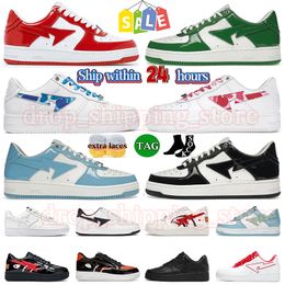 Classic Bapestar Star shoes A Bathing Ape SK8 Sneaker Men Women Patent Leather White Red Grey Black Shark Black White Skateboarding Platform Trainers star Size 36-47