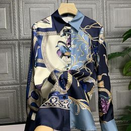 Women's Blouses Fashionable Floral Chiffon Shirt With Elegant Print And Long Sleeves Shirts For Women Tops 2023