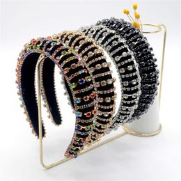 Europe And America Full Crystals Thick Anti-slip Headband Sponge Man-made Diamond Hairband Women's Hair HOOP2030