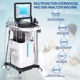 Dermabrasion 13 in 1 hydra beauty facial machine cleaning aqua peeling ultrasound hydra machine with skin analyzer testing