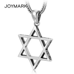 925 Sterling Silver Six-pointed Star Men and Women Necklace Pendant Simple Genuine Silver Pendant Trendy Jewelry TSP241255J