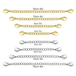 Chains Whole 8pcs lot 316L Plating Extended Chain Necklace Stainless Steel Rolo Gold Color 2 3 4 6 Inch ChainChains257j