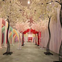 2 6M height white Artificial Cherry Blossom Tree road lead Simulation Cherry Flower with Iron Arch Frame For Wedding party Props277n
