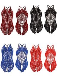 Sexy Set Sexy Open Crotch Blue Underwear Women's Lace Teddy Tight Top Plus Size Sexy Babydoll Dress Deep V Bra Underwear Set 231205