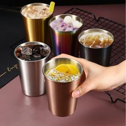 Water Bottles 230350500ml Stainless Steel Beer Cups Household Office Bar Milk Mugs Kitchen Drinkware Drinks Coffee Tumbler Tea 231205