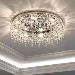 Ceiling Lights E14 Modern K9 Butterfly Crystal Round Lamp For Living Room Chrome Indoor Light Bedroom Silver Luxury Model Luminaire