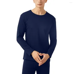 Men's Thermal Underwear Mens Long Johns Top Bottom Trouser T Shirt Set Fleece Warm Solid Color Men Comfortable Thermo Sets