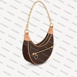 M81098 Loop Half-moon Baguette Designer Women Bag Genuine Calf Leather Croissant Chain Purse Clutch Crossbody Handbag Shoulerbag234z