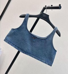 new Women Denim Tanks Crop Top Camisole Female Slim Short StreetWear Patchwork Tube Slim Tank