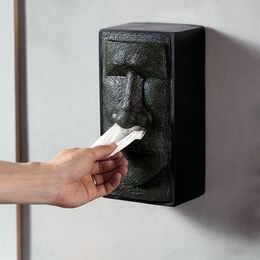 MGT Easter Island Tissue Storage Box Creative Head Facial Tissue Box Holder Dispenser Face Retro Home Finishing Box 210318247q