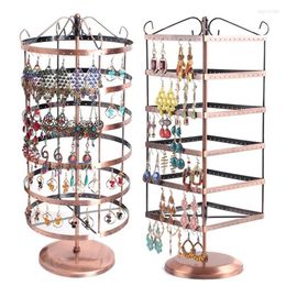 Jewelry Pouches 288 Holes Brown Metal Display Shelf Square Revolving Earring Necklace Showcase Rack Stand Holder198k