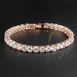 Fine Jewellery Luxury 18K Rose Gold Filled 3 Colours White Topaz Claw Setting CZ Diamond Gemstones Fashion Women Bracelet For Girls &264M