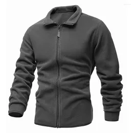 Men's Jackets Warm Fleece Suede Jacket For Men Solid Colour Slim Fit Coat Tops With Stand Collar Grey Green Black Dark Blue