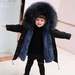 Down Coat Winter Children Fur 2023 Fashion Boys Girls Clothing Hooded Thick Warm Jacket Outerwear Parka Snowsuit Teenager Kid Clothes Q231206