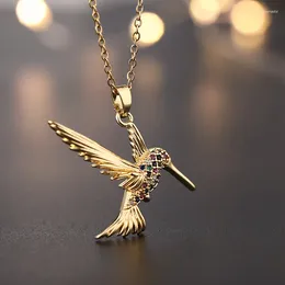 Pendant Necklaces Stainless Steel Hummingbird Bird Necklace For Women Fashion Girls Clavicle Chain Birthday Jewellery Gifts