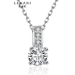 100% Pure 925 Sterling Silver Pendant Necklace 1 5 Ct SONA CZ Diamond Engagement Necklace Solid Silver Wedding Necklaces for Women258r