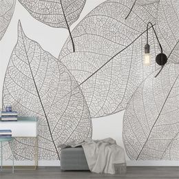 Custom Mural Wallpaper Modern Minimalist Leaf Veins Texture Living Room Bedroom Background Home Decor284x