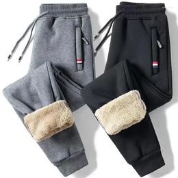 Men's Pants Winter Thickened Warm Casual Sports Fitness Jogging Solid Colour Drawstring Straight Leg M-5L