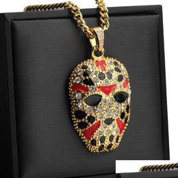 Pendant Necklaces Hip Hop Jewellery Bling Mask Necklaces Long Cuban Link Chain Gold Chains Iced Out Necklace Drop Delivery Jewellery Neckl Dhyna