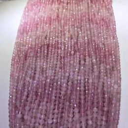 Loose Gemstones Gradient Pink Madagascar Rose Quartz Round Faceted 3/4mm Beads Nature For Making Jewelry Necklace 36cm FPPJ Wholesale