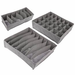 new 3 PCS set Bamboo charcoal Non-woven Fabric Foldable Storage box underwear Organizer Bra Necktie Panties Socks Case Drawer253M