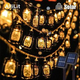 Garden Decorations 12PC LED Solar String Light Outdoor Waterproof Christmas Decoration 30 Bulbs Retro Camping Tent Garland Party F2615