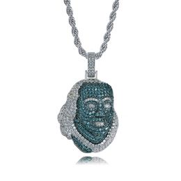 Blueface Benjamin Piece Pendant zircon hip-hop hipster chain necklace Bling charm Jewelry copper with 18K gold plated248k