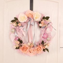 Decorative Flowers Wreaths Artificial Rose Flower Wreath Valentine's Day Home Decoration 1205