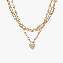 Pendant Necklaces Fashion Women Simple Double Layer Heart Paper Clips Chain Necklace Sexy Party JewerlyPendant263M