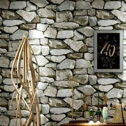 Wallpapers Waterproof Vintage 3D Stone Effect Wallpaper Roll Modern Rustic Realistic Faux Texture PVC Wall Paper Home Decor2829