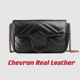 Marmont Chevron Leather Super Mini Bag Key Ring Inside Attachable to Big Tote Softly Structured Shape Flap Closure with Double Let297S