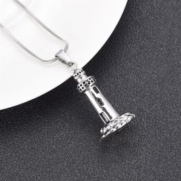 LkJ10012 The Lighthouse Cremation ashes turned into jewelry Stainless Steel Men Keepsake Memorial Urn Pendant For Dad201k