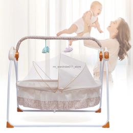 Baby Cribs Electric Baby Sleeping Bed Auto-Swing Newborn Bed Cradle Crib Infant Rocker Cot Foldable and Portable Dual Control Methods Q231205