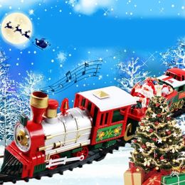 ElectricRC Track Set of 22Pcs Classic Musical Santas Express Delivery Electric Christmas Steam Train Set 412CM Length Track Gift for Kid 231204