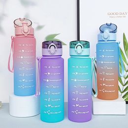 Water Bottles 900ML Sports Bottle Gradient Plastic Space Cup Drinkware Portable Drinking Outdoor Travel Gym Fitness Jugs 231205