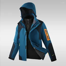 Men's Jackets Outdoor Hiking Jacket For Men And Women Winter 3-in-1 Hooded Windbreaker With Fleece Liner Thick Warm Sportwear Ski Camping