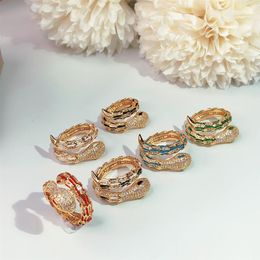 snake ring colour Classic Fashion Party Jewellery For Women Rose Gold Wedding Luxurious Full drilling snake Open size rings shi274x