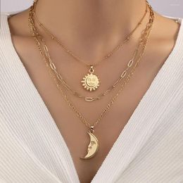 Chains Sun Moon Multi-layer Necklace European And American Clavicle Chain Pendant