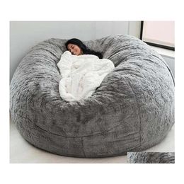 Chair Covers Ers 135150Cm Nt Fur Bean Bag Er Big Round Soft Fluffy Faux Beag Lazy Sofachair Drop Delivery Home Garden Textiles Sas289Y