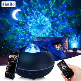Galaxy Light Projector For Room Bluetooth Star Project Rotating Starry Lights Space Lamp Galactic Wave Led Stars Sky Projector H092853