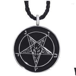 Pendant Necklaces Pendant Necklaces Mens Retro Gothic Style Metal Demon Satan Amet Necklace For Rock Locomotive Party Jewellery Gift Dro Dhjek