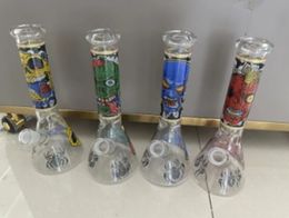 Smoke Pipes Hookah Bong Glass Rig Oil Water Bongs Thickened printed sticker glass cigarette set