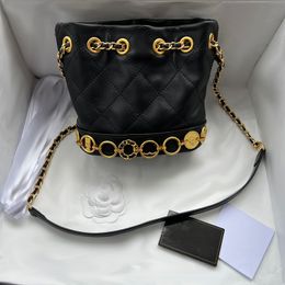 Bucket Bag Mini Fashion Womens Shoulder Bag 18cm Sheepskin Diamond Gold Hardware Metal Clasp Luxury Tote Badge Chain Matelasse Chain Crossbody Bag Shopping Bags